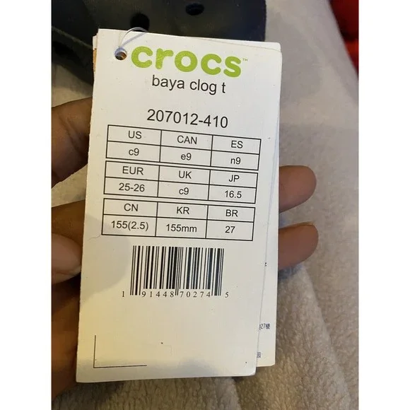 Crocs Baya Clog Toddler Size 9 Slip On Comfort Shoes Navy Blue - Picture 5 of 5